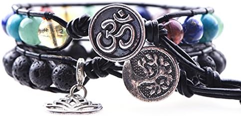 Mirilya Crystals and Healing Stones 7 Chakra Natural Gemtones Lava Rock Essential Oil Diffuser Bracelet