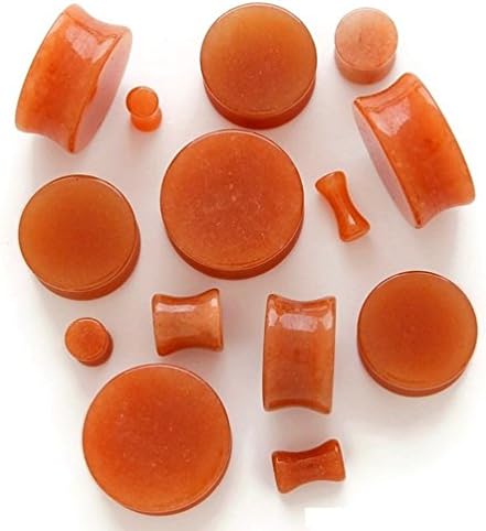 Red Aventurine Stone Plugs - Sold by Pair (Choose Size) (6G (4mm))
