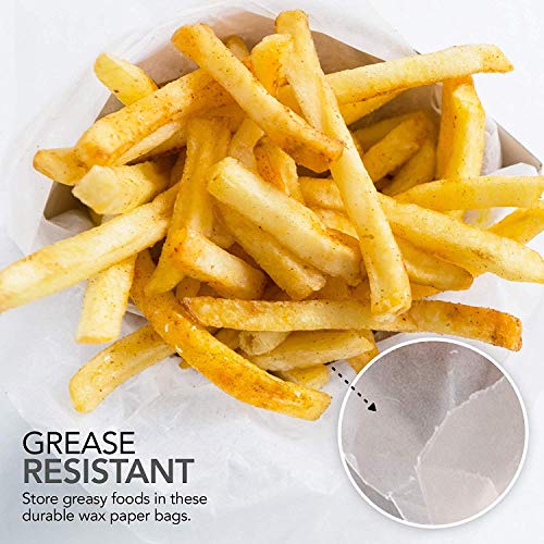 Paper Sandwich Bags Bulk Wax Paper (200 Pack) 7" x 6" x 1" Wet Wax Paper Bags Food Grade