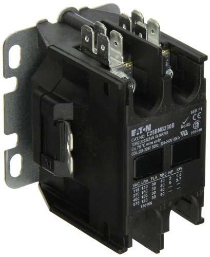 UPC 786685116037, Eaton C25BNB230B Compact Definite Purpose Contactor, 30A Inductive Current Rating, 2 Max HP Rating at 115V, 5 Max HP Rating at 230V, 240VAC Coil Voltage