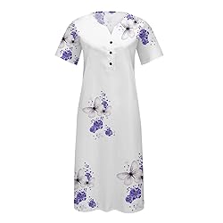 ODEUIAOD Short Sleeve Sundresses for Women Women's