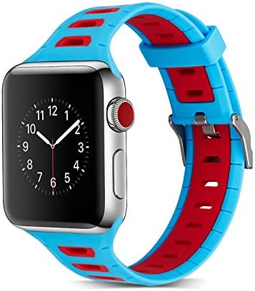 Apple Watch Band 42mm, YEHY Soft Silicone Replacement Band Wristband Straps for IWatch Series 3, Series 2, Series 1, Nike+,Sport ,Edition,Women,Men,Boys,Girls (Blue/Red)