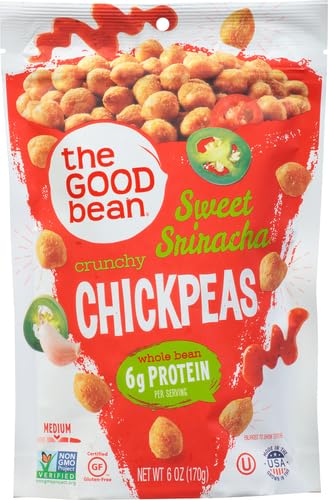THE GOOD BEAN CRUNCHY CHICKPEAS SNACKS, SWEET SRIRACHA , 6 OUNCE