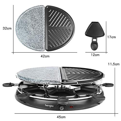 Raclette 8 Personen Naturstein mit Heißem Stein Zum Grillen und Überbacken, 8 Pfännchen, Antihaftbeschichtet, Schwarz – Bild 8