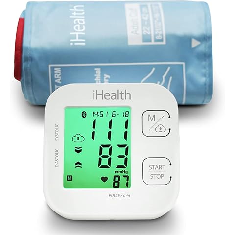 iHealth Track Smart Upper Arm Blood Pressure Monitor, Adjustable Cuff Large Arm Friendly, Bluetooth Blood Pressure Machine, A
