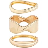 Impurain Gold Bangle Bracelets for Women Silver Plated Wide Wire Chunky Cuff Bracelets Trendy Hinged Cuff Open Wide Chunky Silver Bracelet Irregular Minimalist Bangle Jewelry