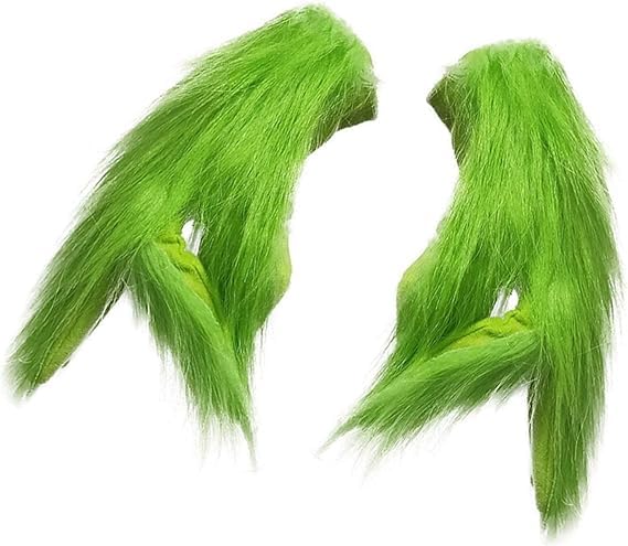 Yeesabella Adults Green Monster Santa Gloves,Halloween Christmas Cosplay Costume,Scary Head Mask Props Accessories,Party Gifts