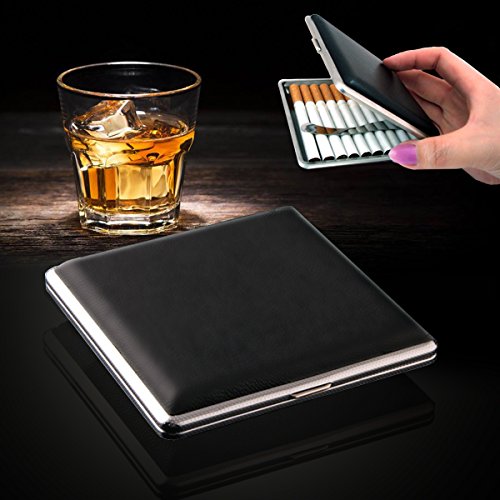 Leather Black Cigarette Case Holds 20 Cigarette (for Regular Size and King Size 84mm Only) - Thumbnail 5