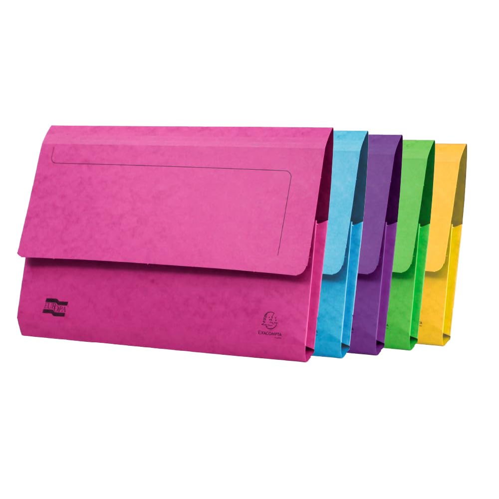 Exacompta Europa Document Wallets, 265 gsm, Foolscap - Assorted Colours, Pack of 25