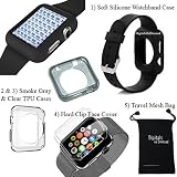 Apple Watch Series 1 Case and Sport Band, DigitalsOnDemand Accessory Kit for Apple Watch 38mm - Mesh Bag, Hard Full Cover, Sports Band, Black TPU, Clear TPU (Will not fit Apple Series 2 model 2016)