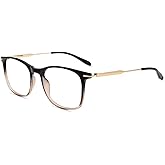 Firmoo Blue Light Glasses for Women Men, Reading Glasses 0.0x-3.0x, Ultra Light Square Frame, Premium TR90 & Metal Blend