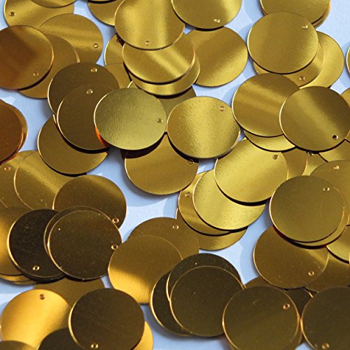 Round Flat Sequin 18mm Top Hole Brassy Orange Gold Metallic. Couture Paillettes. Made in USA