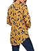 ANGVNS Women Long Sleeve V Neck Printed Chiffon Shirt, Yellow, XL