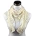 Bolayu Fashion Lace Tassel Sheer Burntout Floral Print Triangle Mantilla Scarf Shawl (Beige)