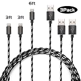 Wecharger Apple MFi Certified Lightning to USB Braided Cable for iPhone 7/7plus/6/6 plus - 3ft/3ft/6ft (3-pack)