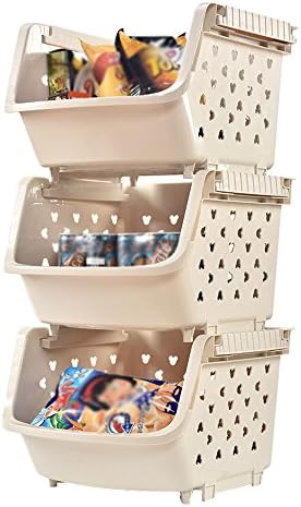 ZWJ Storage Towers 3 Layers Plastic Kitchen Racks Fruit And Vegetable Storage Baskets Bathroom Clothing Organizer Bookshelf Removable Assembly 3 Colors Optional Size 33.5 * 36 * 71cm (Color : 1#)