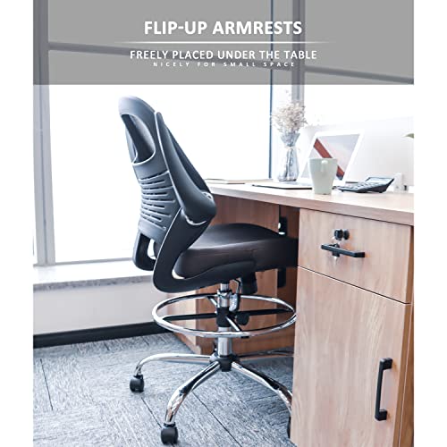 Hylone Drafting Chair, Tall Office Chair for Standing Desk, Brown Mesh