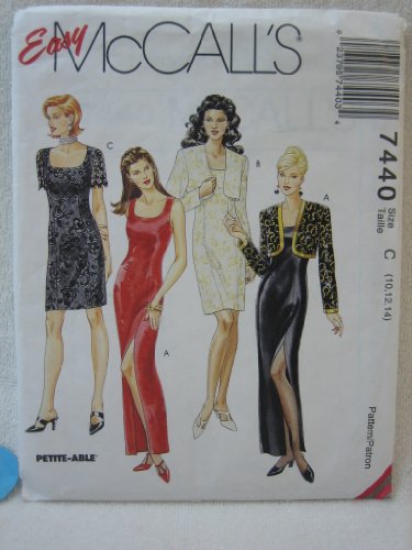 Easy McCall's Pattern 7440 - Misses' Lined Dress in Two Lengths and Lined Bolero -Size C (10,12,14)