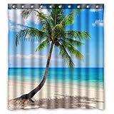 ZHANZZK Palm Tree Ocean Tropical Coast Beach Sea Bathroom Shower Curtain 66x72 inches with Hooks