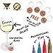 Vaci Markers Wet Erase Glass Markers - 7 Pack - 7 Metallic Wine Pens for Glasses Washable with 4 Wine Glass Charms - Drink Markers for Glasses - Great for Parties and Weddings