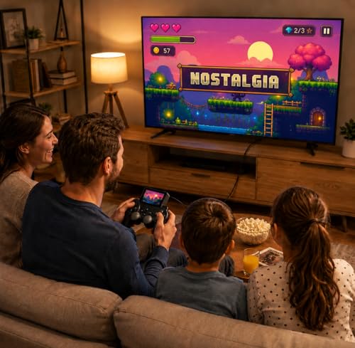 Video Game Retrô Controle Com Mais de 500 Jogos Clássicos Tela LCD Mini Console Gamepad Plug and Play Retrô | Diversão Instantânea | Preto