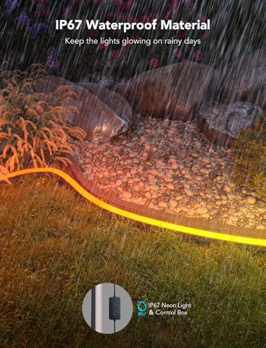 Govee Outdoor Neon LED Strip 10M, RGBIC LED Strip, App&WiFi Control, IP67 | 16 Million DIY, 64+ Scene Modes, Music Sync, Alexa&Google Assistant, Easy Installation, Garden/Backyard/Yards/Walls/Pathway