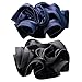 Wenobby 2PCS Big Satin Silk Black Blue Hair Scrunchies for Women with Thick Hair,Flower-like Hair Ties