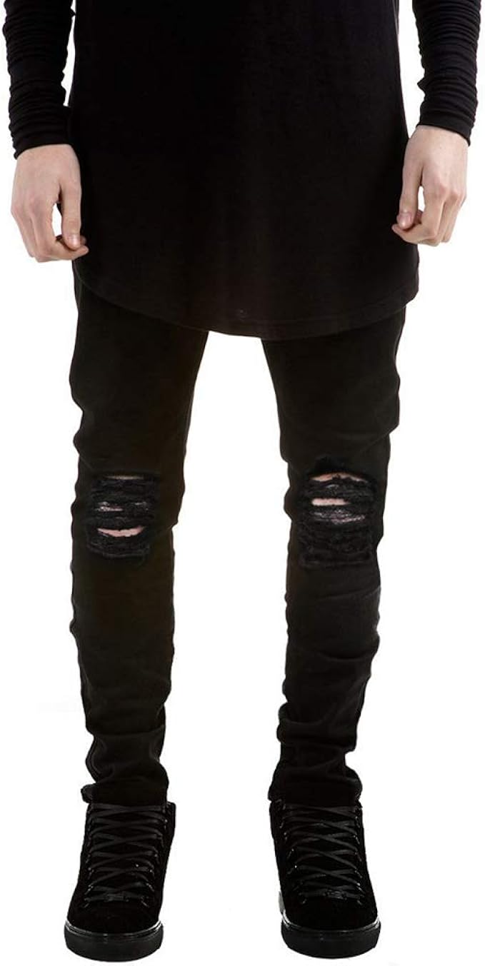 mens ripped stretch skinny jeans