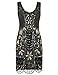 PrettyGuide Women's 1920s Gatsby Sequin Art Deco Scalloped Hem Cocktail Flapper Dress M Gold