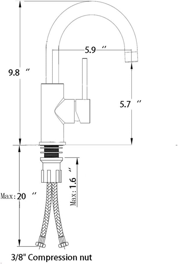 Bar Sink Faucet Crea Stainless Steel Farmhouse Bathroom Lavatory Sink Faucet Mixer, Small Kitchen Faucet Tap Brushed Nickel - - 