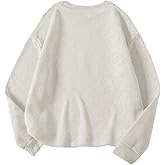 winkbay Women's Letter Embroidered Sweatshirt Casual Crewneck Thermal Pullover Tops
