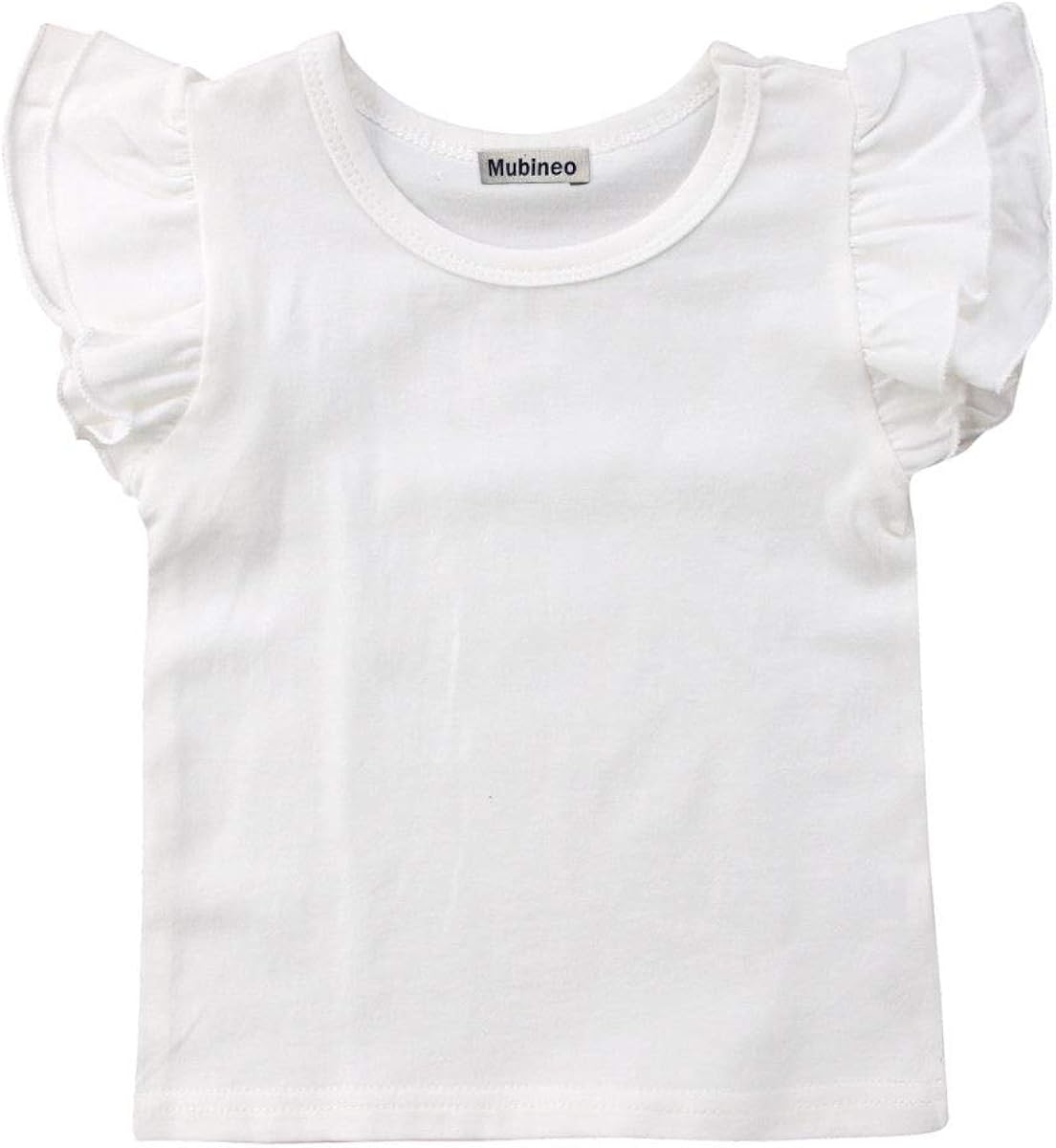 Mubineo Toddler Baby Girl Basic Plain Ruffle Sleeve Cotton T Shirts Tops Tee Clothes: Clothing