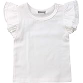 Mubineo Toddler Baby Girl Basic Plain Ruffle Sleeve Cotton T Shirts Tops Tee Clothes