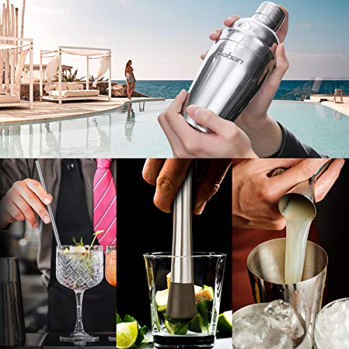 Cocktail Shaker Set/Bartender Kit, Baban 17 Pcs Stainless Steel Bar Tool Sets with 18oz Cocktail Shaker/Whiskey Stones/Fine Mesh Sieve Strainer/Straws, Professional Bar Accessories with Cocktail Book - Thumbnail 6