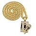 Hip Hop Jewelry for Men Tape & Microphone Pendant Necklace Gold Chain