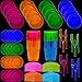 Neon Disposable Party Supplies Set, 16 Guest - 2 Size Plates, Tumbler Cups, Napkins, Cutlery | Glows Under Black Light or UV - Pink, Green, Blue, Orange | For Birthday, Clubs, 80s Festivals, and More