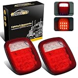 Partsam 2x Universal 16 LED Stop Tail Turn Signal Backup Reverse Brake Clearance Marker Lights Lamps Red/White Replacement for Jeep YJ JK CJ Truck Trailer Waterproof 12V
