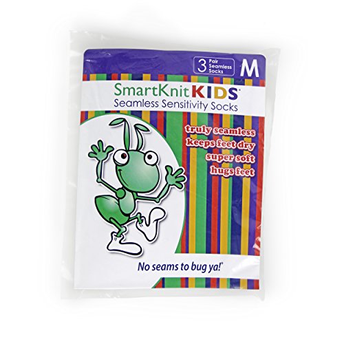 SmartKnitKIDS Seamless Sensitivity Socks 3 Pack (Black/Charcoal/White, Medium)