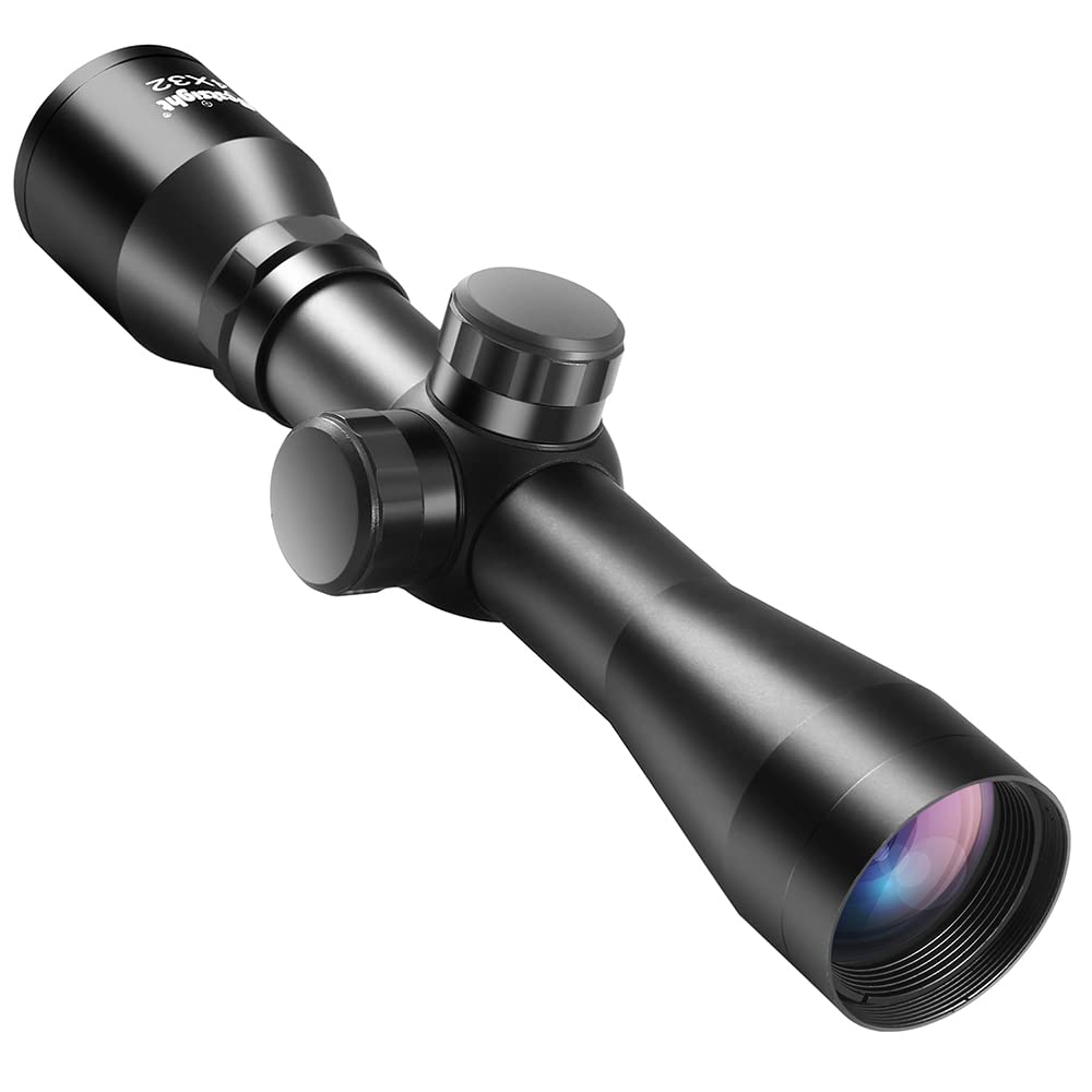 Nabila 4x32 Compact Rifle Scope, Crosshair Optics, Hunting Scope with 20mm Free Mount and Lens Cover Included