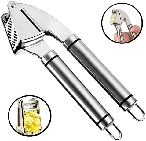 Behomy Stainless Steel Manual Kitchen Garlic Press,Mincer,Crusher-Perfect for Mincing,Crushing,Pressing Garlic Cloves and Ginger