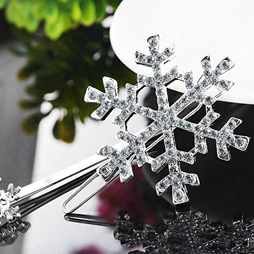 MJartoria Christmas Blue Rhinestone Snowflake Hair Clip Hairpin Elsa (White - snowflake) - Thumbnail 2