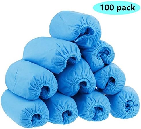 100 Pack Shoe Covers Disposable Hygienic Boot Cover for Medical, Construction, Workplace, Heavy Duty, Non-Slip, Recyclable, Indoor/Outdoor (Large Size Fits Most)