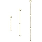 Gold Necklace Extenders,14K Gold Chain Extenders with Round Clasp, Durable Plated Solid Brass Necklace Bracelet Anklet Extension Chains(2 4 6 Inches, 3PCS)