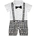 TIAOBU US Baby Boys Plaid Bowtie Gentleman Romper Jumpsuit