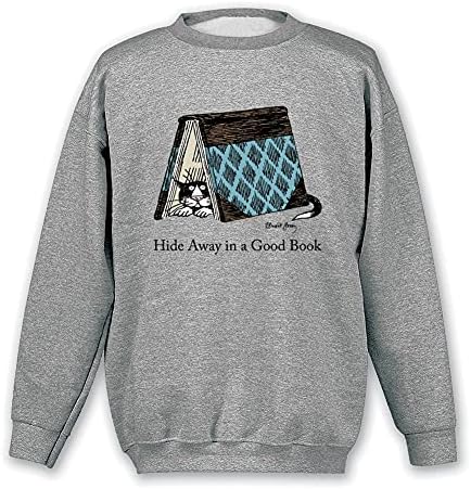 WONDERSHIRTS Women's Hide Away In A Good Book Cat Shirt - Sweatshirt - 2X Apparel