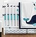 Sweet Jojo Designs 9-Piece Turquoise, Navy Blue and White Whale Nautical Ocean Baby Boys or Girls Crib Bedding Set With Bumper