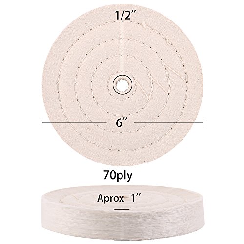 SCOTTCHEN Buffing Polishing Wheels 6 inch (70 Ply) Cotton Polish Pad For Bench Buffer Polisher Tool With 1/2" Arbor Hole 6 PCS