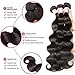 Beauty Forever Hair 3 Bundles Brazilian Virgin Hair Body Wave with 4x4 Middle Part Lace Closure, 100% Unprocessed Human Hair Weave Extensions Nature Color (10 12 14+10)