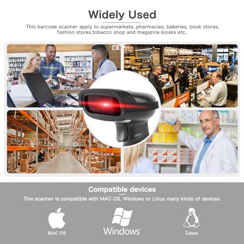 NETUM Wireless Barcode Scanner 2.4GHz Handheld Cordless Bar-Code Reader USB Rechargeable Wireless/Wired for Laptop Computer POS System NT-1698W