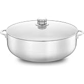 Alpine Cuisine Nonstick Aluminum Hot Pot Caldero with Glass Lid &amp; Riveted Handle, Durable Cookware for Large Serving of Stew &amp; Rice 13 Quart Easy Clean, Silver